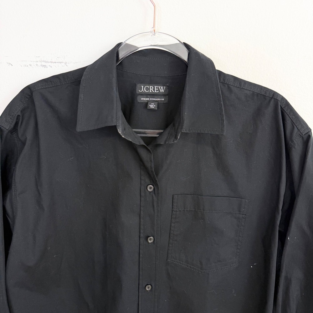 J.Crew Étienne Oversized Black Cotton Button Front Shirt XS - Picture 4 of 7